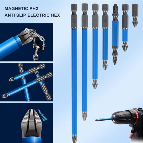 Magnetic Long Hex PhillipsScrew HeadElectric Screwdriver Bits Set,Magnetic Anti Slip Screw Drill Bit 2