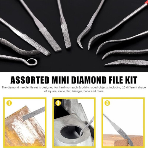 11-Piece  Diamond File Combination Set, Multi-Function Needle File Set for Woodworking, Sanding, Jewelers, Metal