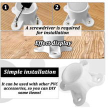 25 Packs 1/2 Inch PVC Flange Table Leg Cap Fittings Furniture Screw Tab Caps for Building Furniture Support Feet Making