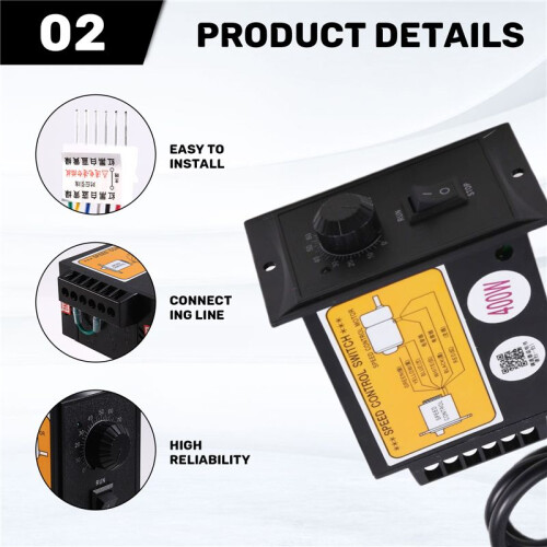 Speed Controller 400W AC220V Speed Controller Motor Speeds Pinpoint Regulator Control Device with Indicator Light 2