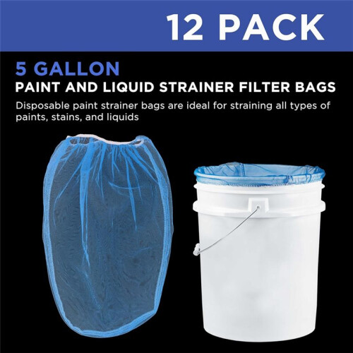 5 Gallon Paint Liquid Strainer Filter Bag with Fine Nylon Mesh, Disposable Filtering Bag, Elastic Top Opening 12Pack 1