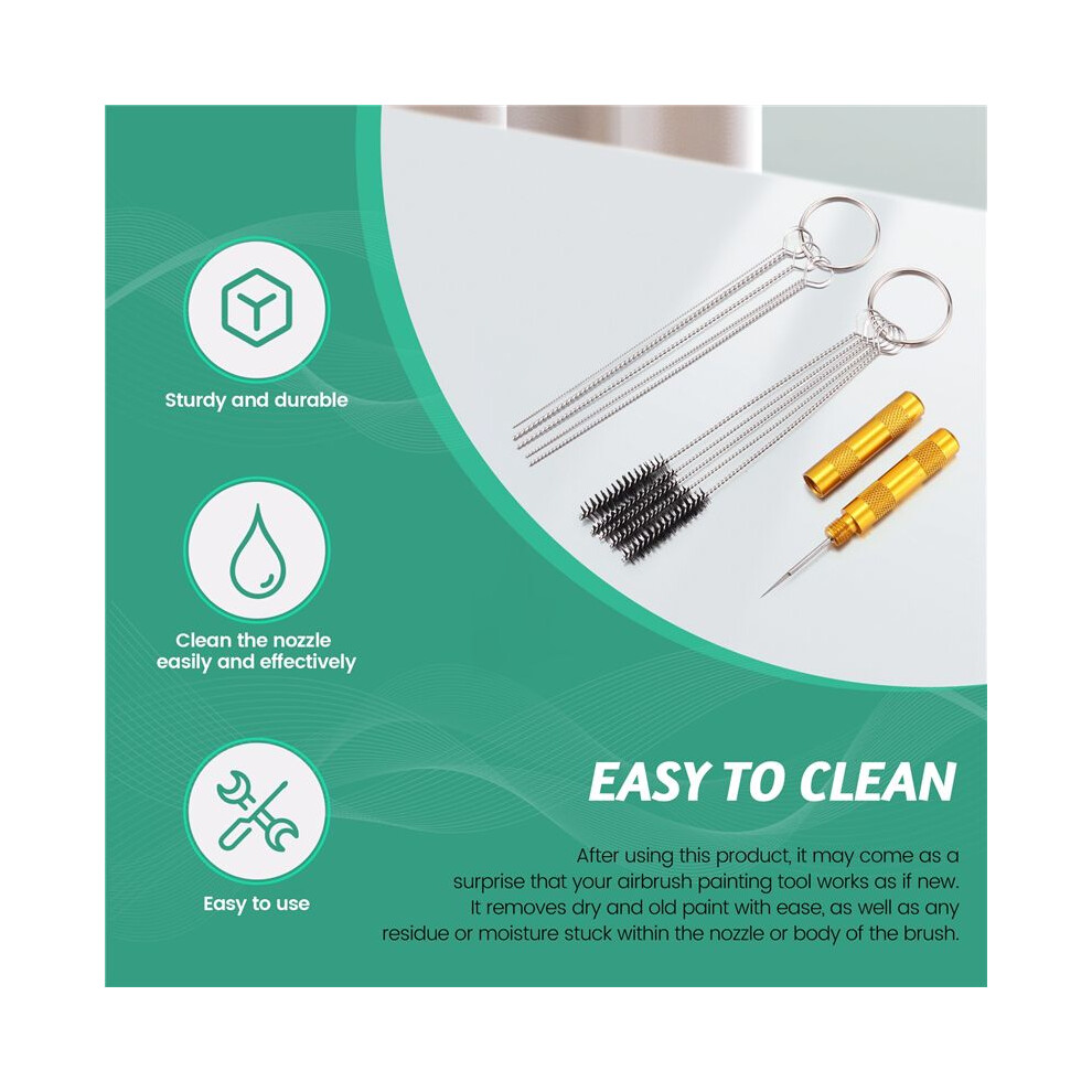 11-In-1 Airbrush Cleaner Accessories With Stainless Steel Brushes And Needle | Professional Cleaning Kit Tools 4714239015518