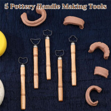 5 PCS Clay Tools Sculpting Tools with Wooden Handles for Teacup Mug Utensils Vase Handle Model Making