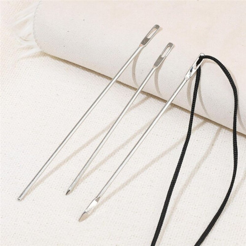 3 Pcs Drawstring Threader Tool Replacement Sewing Needle Metal Quick Threader Rope Flexible Easy Drawstring Threader 1