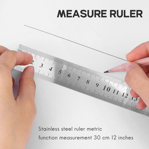 Stainless Steel Ruler Measure Metric Function 30cm 12Inch 2