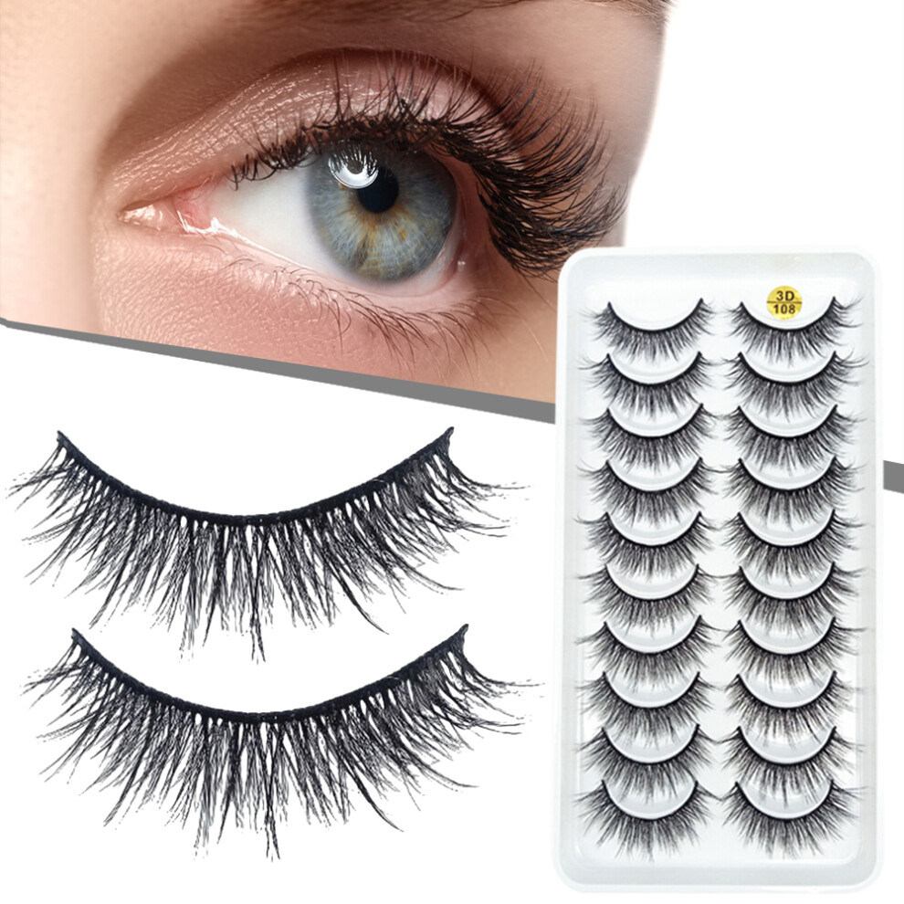 Zhouq-Outdoors 3D Fluffy False Eyelashes 10Pairs, Natural Look