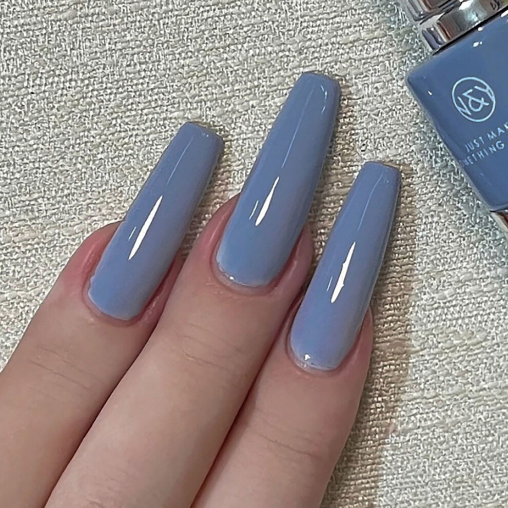 Roc-Electron Blue Press On Nails For Women - French Style