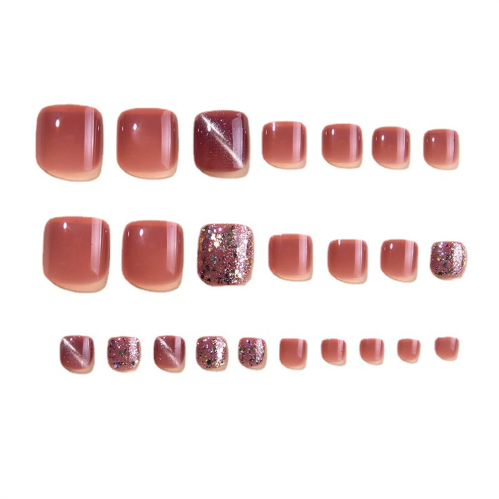 Hue-Grain Glitter False Nails - Reusable & Charming For Women