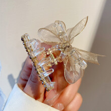 (Champagne) Women\'s Rhinestone Bow Hair Clips