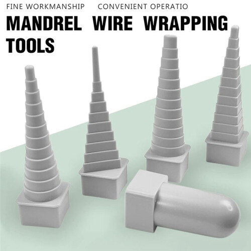 4 Piece Mandrel Wire Wrapping Tools Set,Includes Triangular, Round, Oval, Square and Plastic Handle for Metal Winding 2