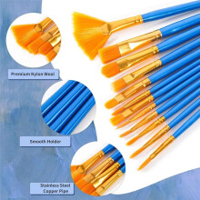Acryl Penselenset, 5 Pakken/60 Stuks Aquarelborstels, Nylon Borstelkop, voor Olieverf, Gouache