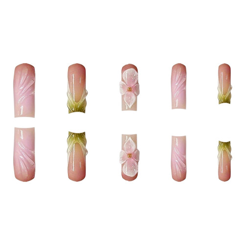 24pcs Glitter Pink Press-on Nails, Long Lasting Manicure