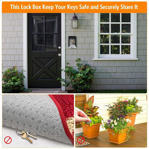 Key Lock Box Wall Mounted, 4 Digit Combination Lockbox for Outside 5 Keys Capacity(Gray, 2 Pack) 1