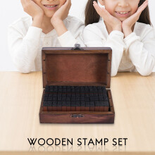 Rubber Stamp Alphabet Number Symbol Wooden Box Set Print Style Wood Letter 70PCS