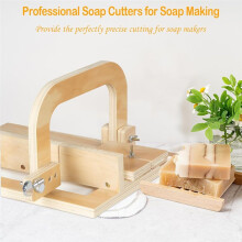 Adjustable Wire Soap Cutter, Wooden Soap Making Supplies with Replaced Stainless Steel Wires for Handmade