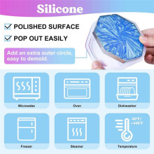 18 Pcs Coaster Resin Molds Silicone, Coaster Molds with Round Square Octagon Shape Holder Molds with Tray Molds