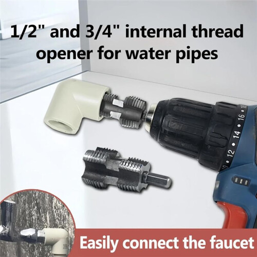 Electric Drill Compatible PVC Pipe Threader Kit with Various Die Sizes, PVC Thread Maker Tool for Electric Drill 2