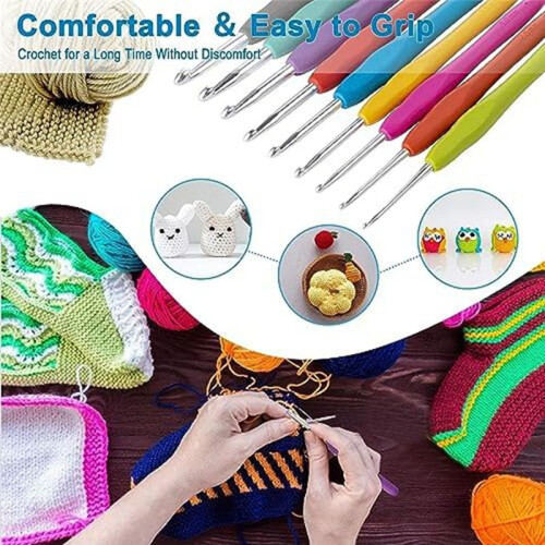 Crochet Hooks, Ergonomic Handle Crochet Hooks Set, Comfortable Smooth Crochet Needles Extra Long  Knitting Needles,9PCS 2