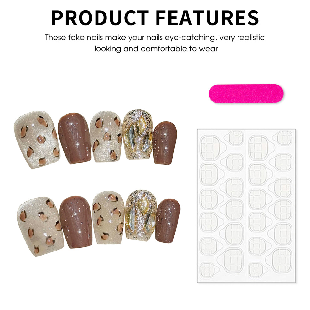 Dachuang Beauty (M) Leopard Print Fake Nails - Odorless & Comfortable