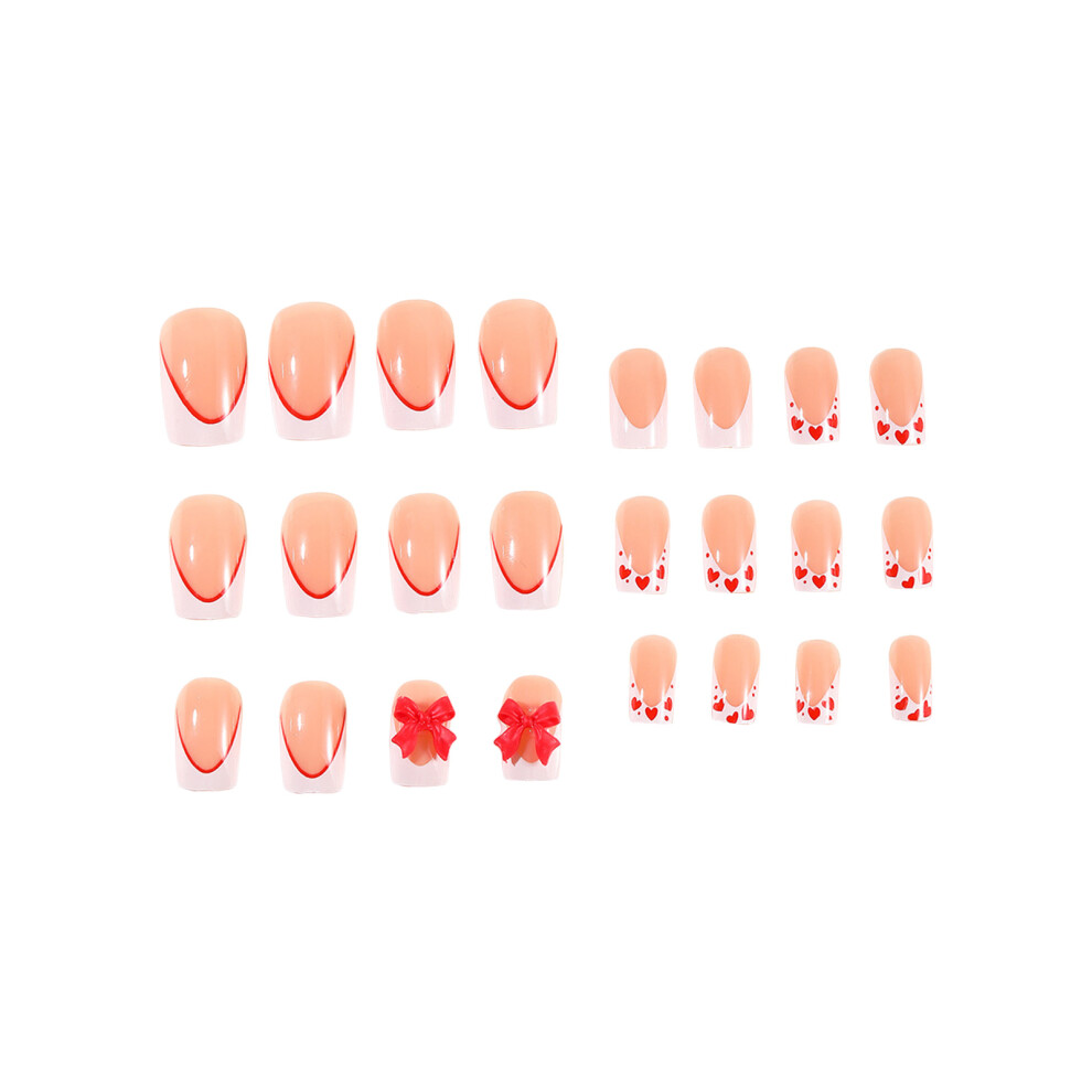 Reach-Tools 24Pcs Glossy Press-On Nails With Bow Decor For Party & Daily