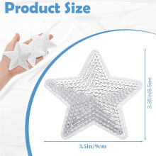 50 St Star Paljetter Sy Iron på Applique Star Broderade Lappar Star Shape Reparation Patch DIY (Silver)
