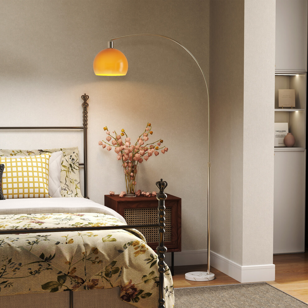 New Homcom Modern Standing Lamp With Shade & Foot Switch, Orange