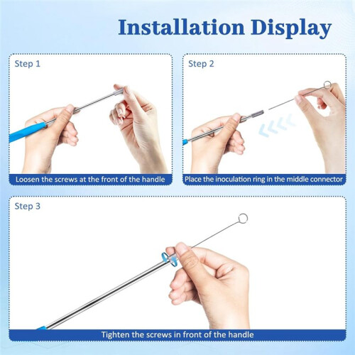 Metal Inoculation Loop, Mycology Sampling Rod with 2pcs Handle and 90pcs Nickel Reusable Inoculating Ring 2