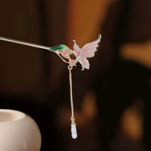 (Pink) Butterfly Hair Sticks with Tassel for Girls