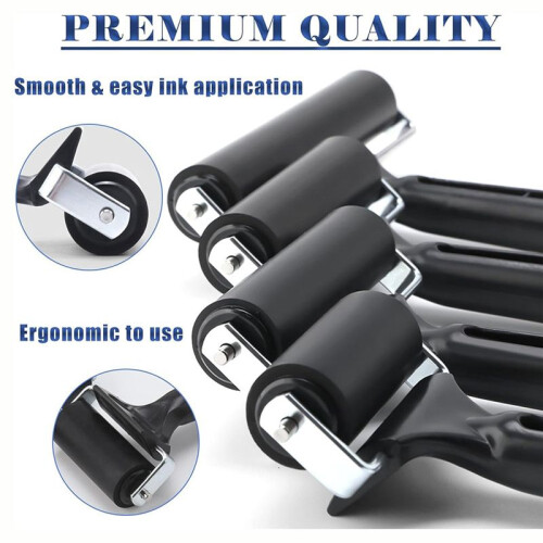 4 Pack Rubber Roller,Black Ink Roller Tool for Crafting Wallpapers Stamping Gluing Application 2