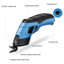 Heavy Duty Cordless Electric Scissors, for Cutting Fabric USB Re-Able Cutter Shear Tools with 2 Blades Shears