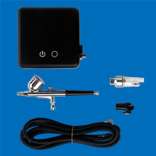 -Airbrush-Pumpe, Airbrush-Set für Nagel-Make- und Tattoos, Sprühlackierwerkzeug für Modellkuchen und Autos, Schwarzer EU-Stecker