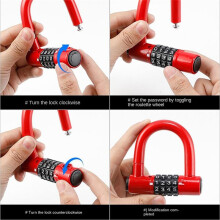 Convenient 4 Digit Code Bicycle Security Lock U Shape Anti Theft Motorcycle Lock Password Lock for Outdoor Riding