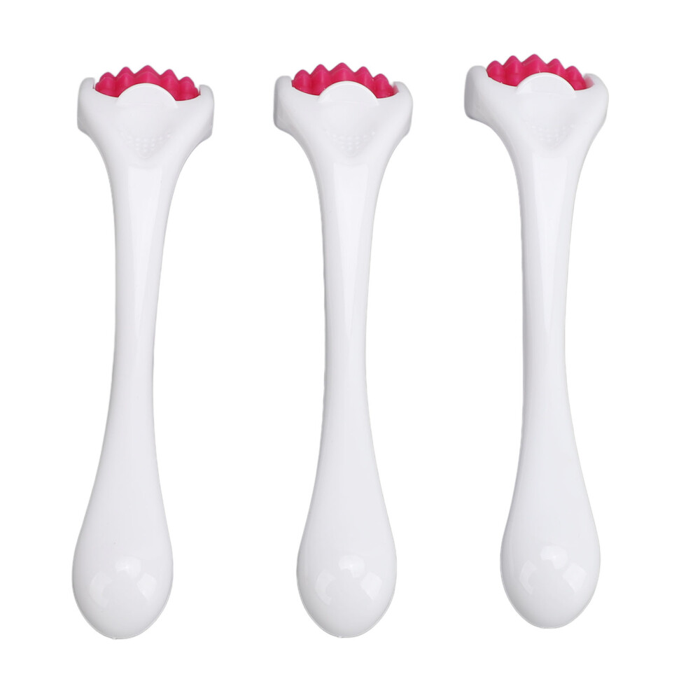 Red Silicone Facial & Eye Massage Roller 3 Pcs Deep Relax Fatigue Relief Rose