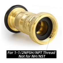 Fire Hose Nozzle 1-1/2 Inch NPSH/NPT Fire Hose Nozzle 100 Psi 75 Gpm Brass Fire Equipment Jet Fog Sprays Nozzle