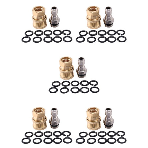 5X Pressure Washer Adapter Set,1/4 Inch Quick Disconnect Kit with 50 Pack O-Ring.5000 Psi