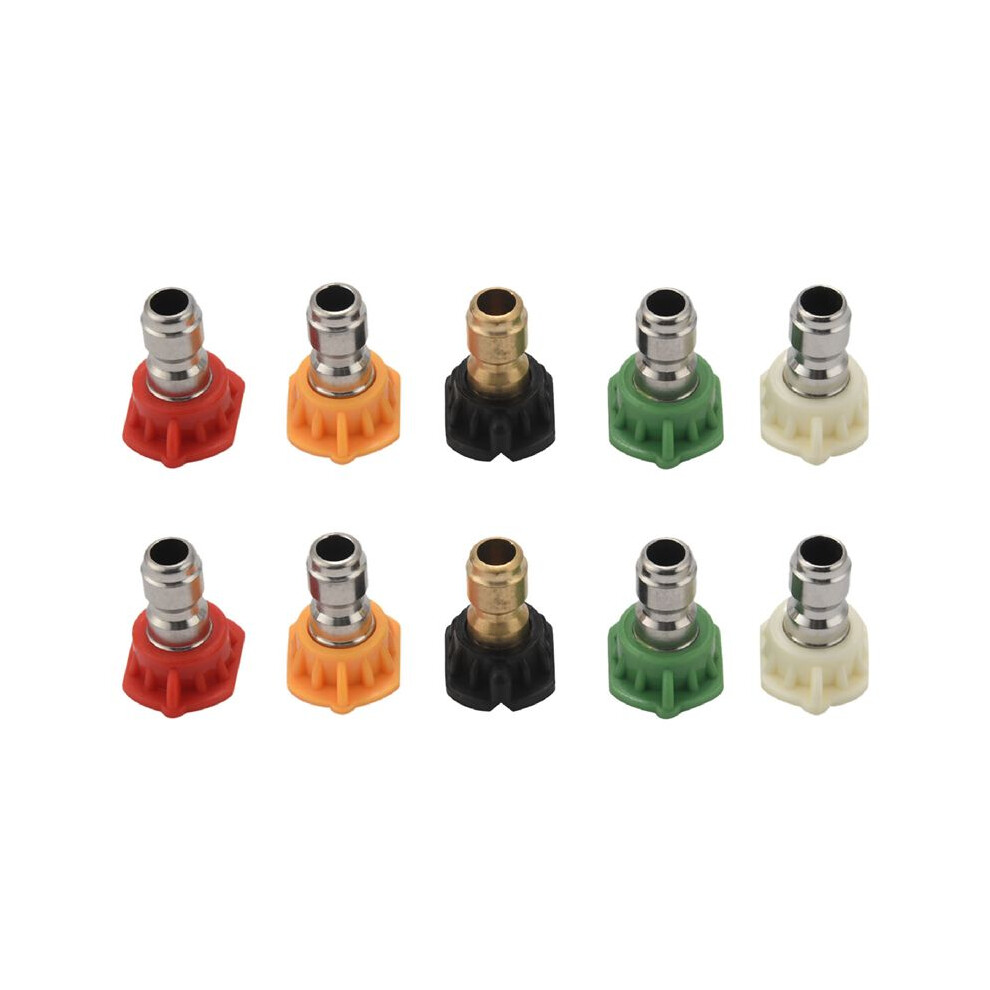 10Pcs Pressure Washer Spray Nozzles 1/4 Quick Connection Spray Tip Set (4.0 Gpm) Multiple Degrees White/Yellow/Red 4713578723788
