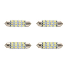 4pcs 42mm 12 SMD 3528 LED White Car Interior C5W Dome Festoon Bulb Light Lamp 12V