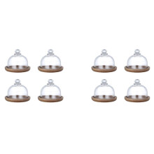 Multifunctional Dessert Serving Stand Acacia Cake Dish with Dome Lid Platter Cake Plate for Home Hotels(8Pcs)