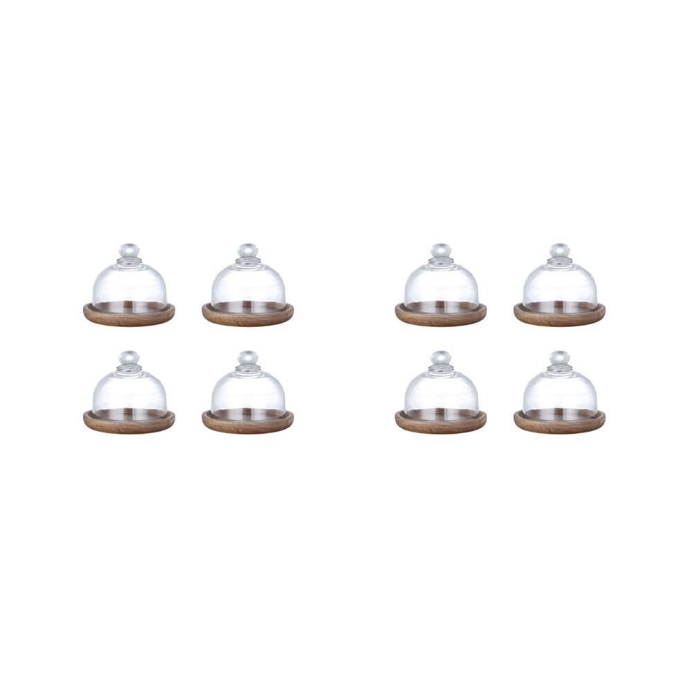 Multifunctional Dessert Serving Stand Acacia Cake Dish With Dome Lid Platter Cake Plate For Home Hotels(8Pcs) 4711783439036