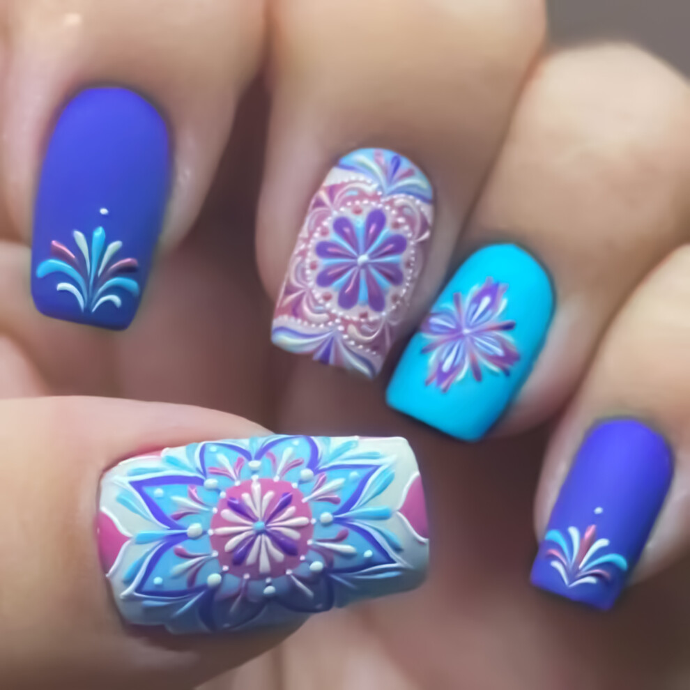 Dachuang Beauty Flower Print Fake Nails - Durable & Stylish