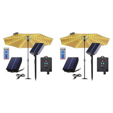 2X Luces Solares para Sombrilla con Control Remoto, Lámpara LED para Sombrilla para Patio con Energía Solar y Clip para Jardín, 8 Modos 104 LED