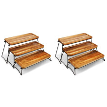 2X 3-Laags Cupcakestandaard en Torens Dienblad voor Feest, Houten Desserttafel-Displayset, Decoratief Gelaagd Dienbladdecor