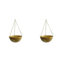 2X Indoor Decorative Hanging Planter Metal Art Decor Succulent Hang Basket Garden Accesorry,Gold, Large
