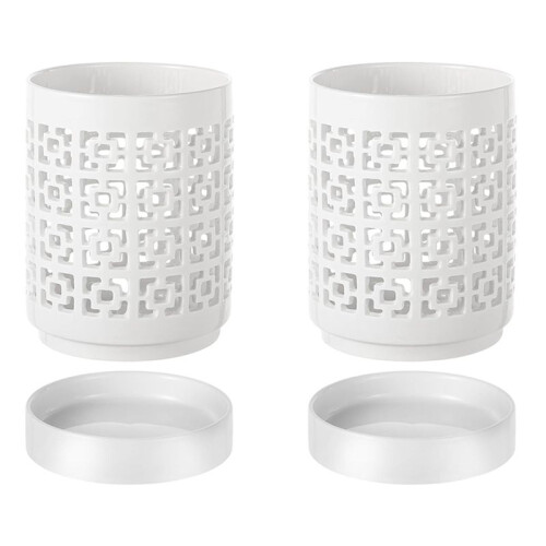 2X Vaso de Orquídea com Furos Vasos de Cerâmica para Plantas Vasos de Flores Internos e Externos para Replantio com Drenagem e Pires de 4 Polegadas