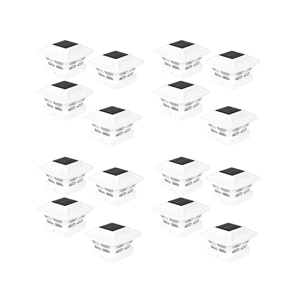 4X Solar Post Cap Lights 2 Lighting Modes Led Deck Fence Cap Lights For 4X4 Wooden Posts Garden Decoration Warm White