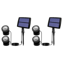 2X Solar-Teichstrahler, LED-Solar-Unterwasserbeleuchtung mit Wasserdichtem Doppelkopf für Unterwasser-Landschaftsstrahler C