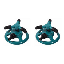 2X Garden Sprinklers Water Durable Rotary Three Nozzle Pipe Hose Sprinkler 360 Degree Automatic Rotating Water Sprinkler