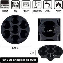 Teglia per Muffin nel Silicone per Friggitrice Ad Aria, Forno, Pentola Stampi da Forno nel Silicone Riutilizzabili da 8,4 Pollici Confezione da 4