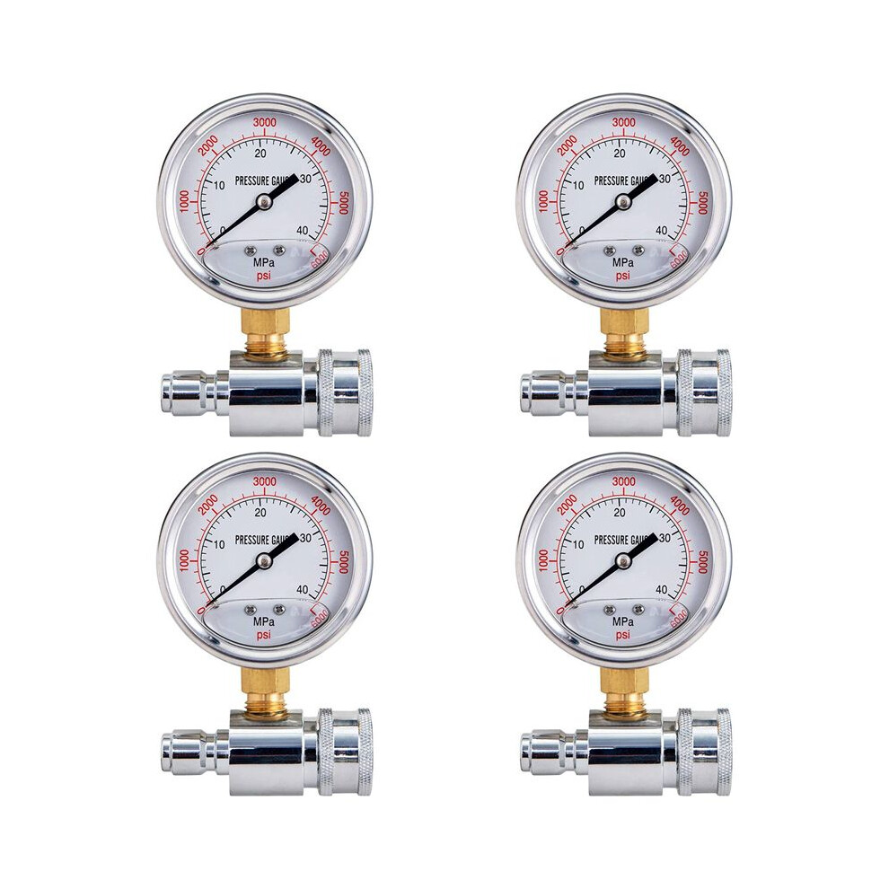 4X Pressure Washer Gauge, 6000 Psi, 3/8 Inch Quick Connect, Pressure Gauge For Power Washer 6032827894948