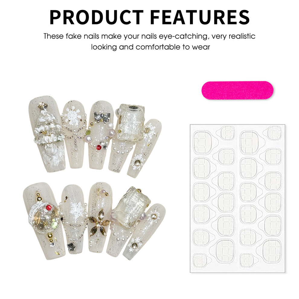 Dachuang Beauty (S) Glitter White Press-On Nails, No Smell, Eco-Friendly